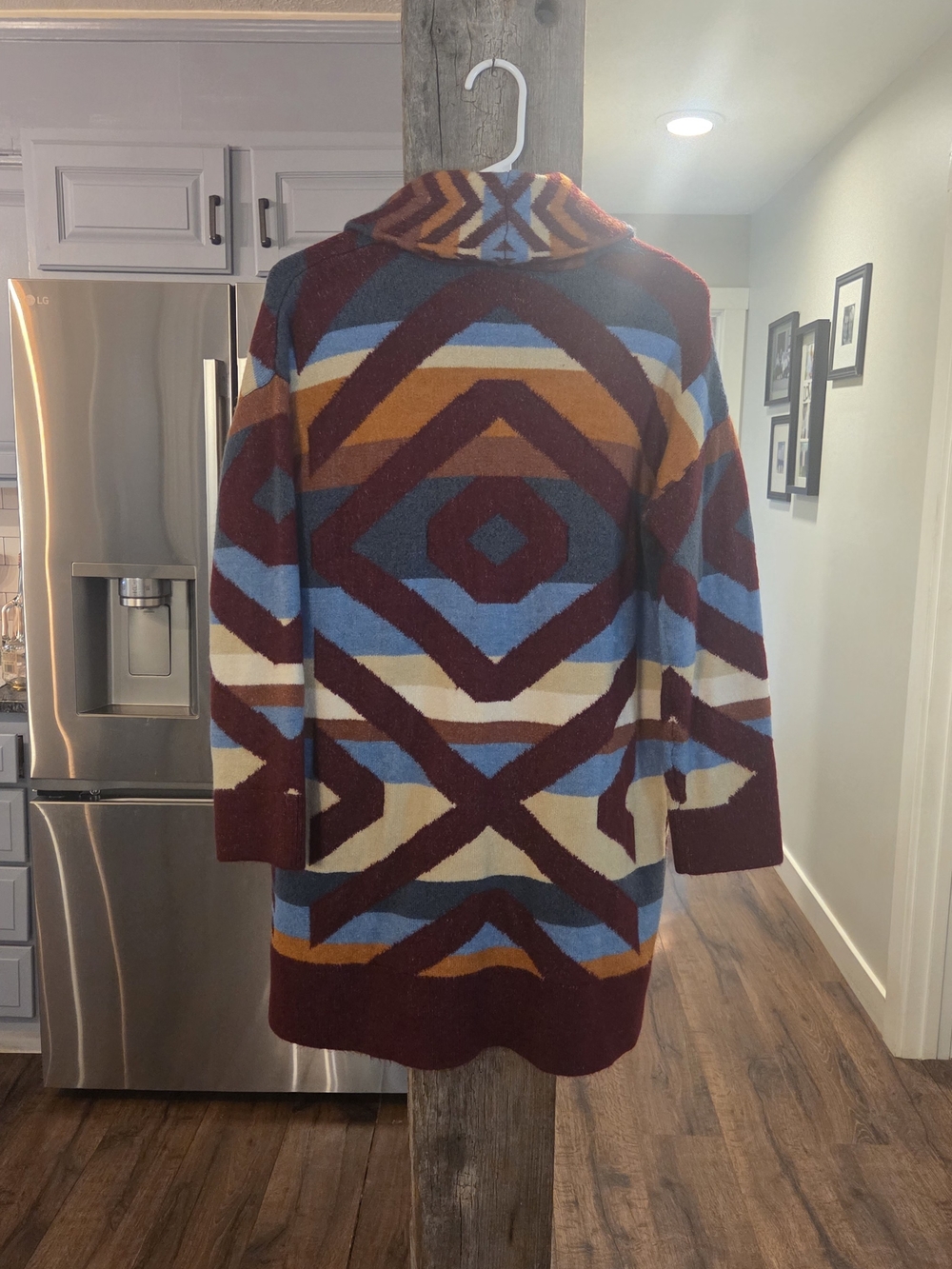 Geometric Pattern Open Cardigan Sweater - Multi-Color - Picture 6 of 6
